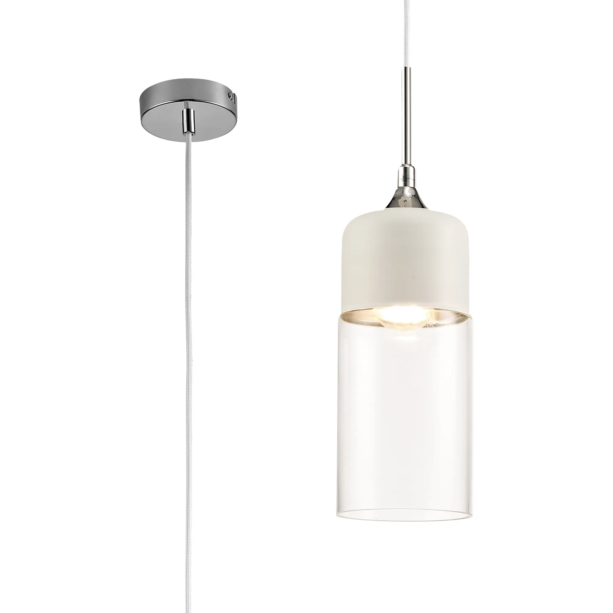 D0111  Mia Glass Pendant 1 Light White